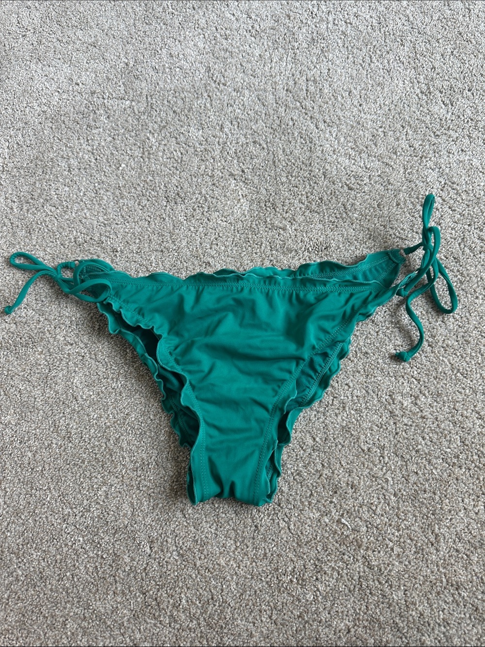 La Hearts Teal Ruffle Tie-Side Bikini Bottom